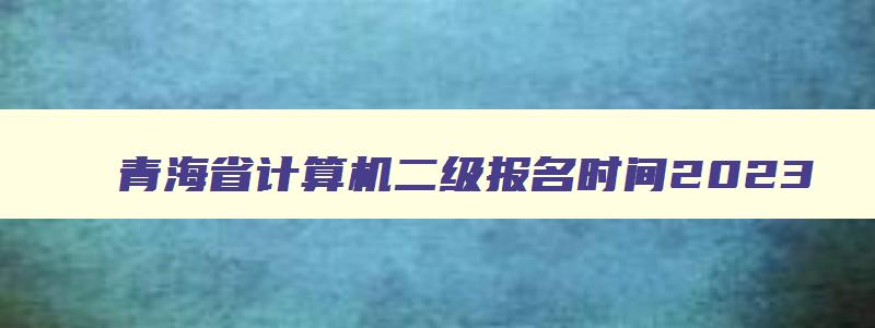 青海省计算机二级报名时间2023,2023青海计算机二级报名官网