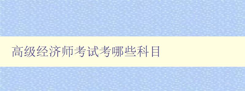 高级经济师考试考哪些科目