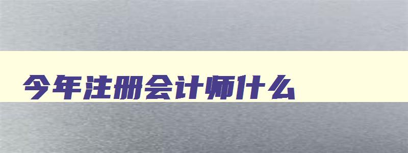 今年注册会计师什么,注册会计师明年什么时候考