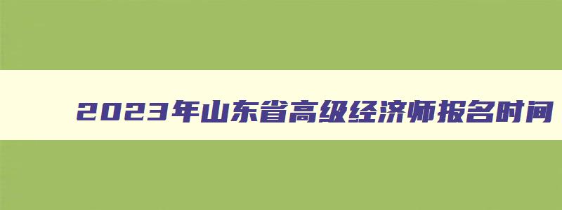 2023年山东省高级经济师报名时间