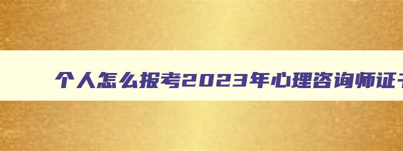 个人怎么报考2023年心理咨询师证书