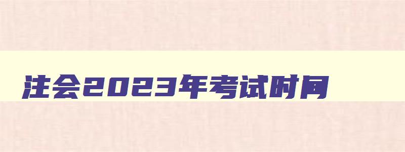 注会2023年考试时间