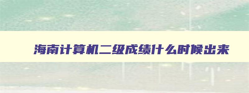 海南计算机二级成绩什么时候出来,海南计算机二级成绩什么时候出