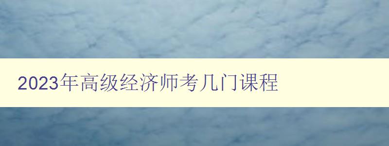 2023年高级经济师考几门课程