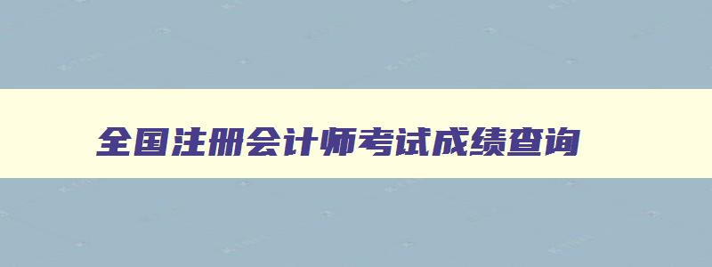 全国注册会计师考试成绩查询