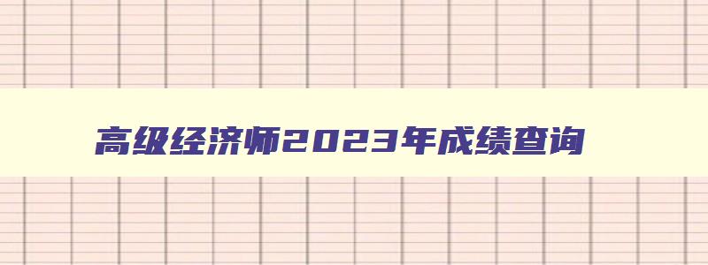 高级经济师2023年成绩查询