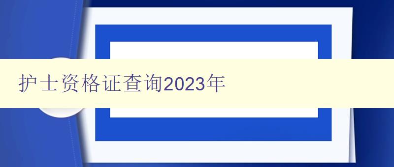 护士资格证查询2023年