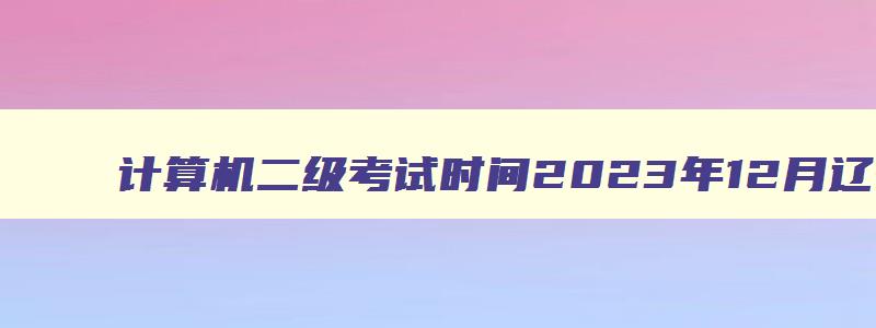 计算机二级考试时间2023年12月辽宁