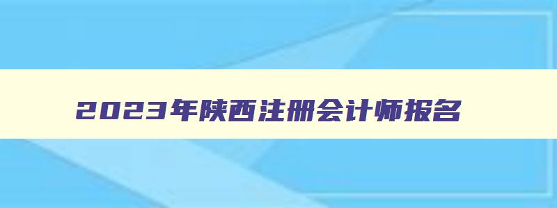 2023年陕西注册会计师报名