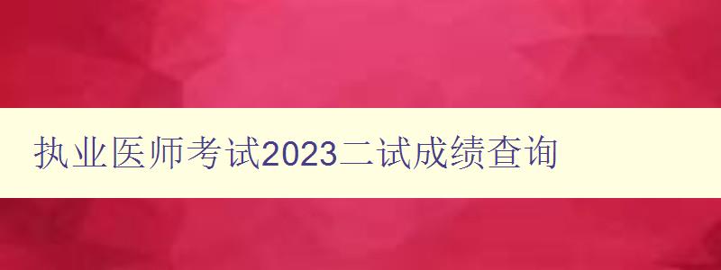 执业医师考试2023二试成绩查询