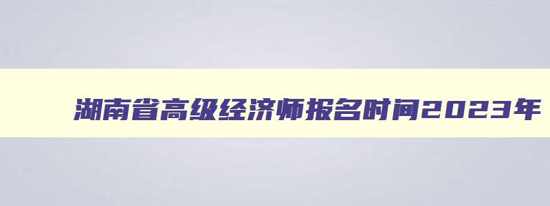 湖南省高级经济师报名时间2023年