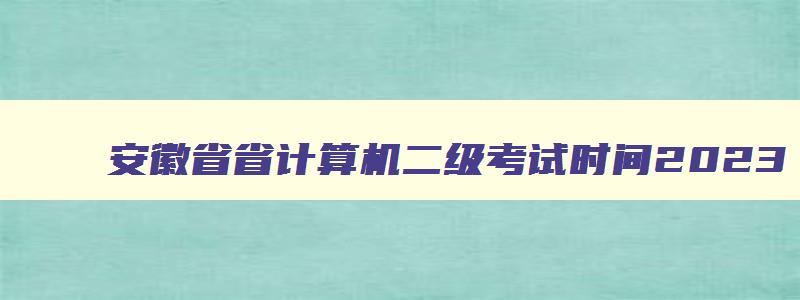 安徽省省计算机二级考试时间2023,安徽省计算机二级上半年考试时间