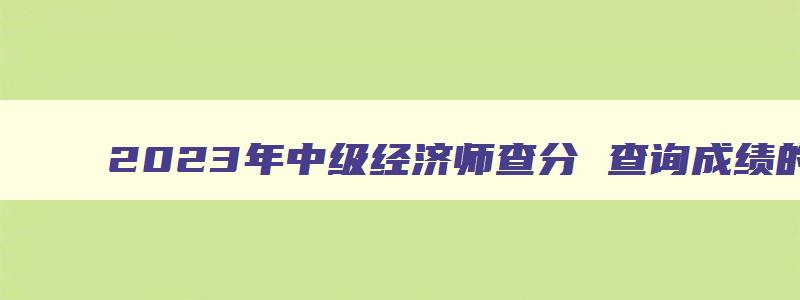 2023年中级经济师查分