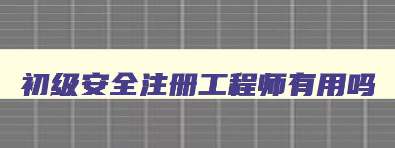 初级安全注册工程师有用吗