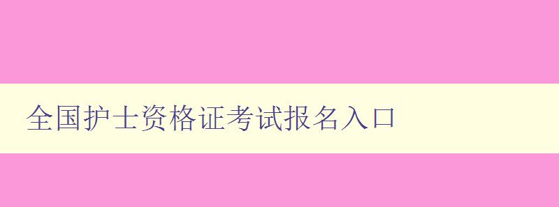 全国护士资格证考试报名入口