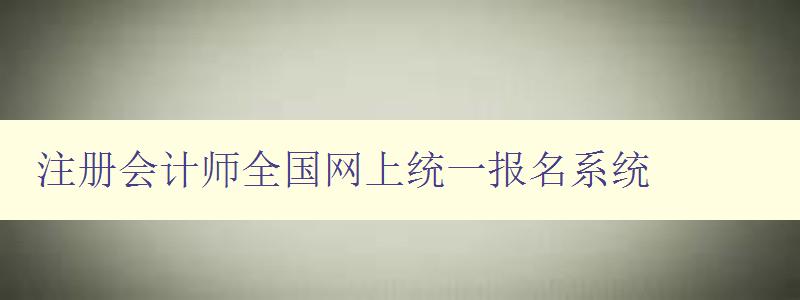 注册会计师全国网上统一报名系统