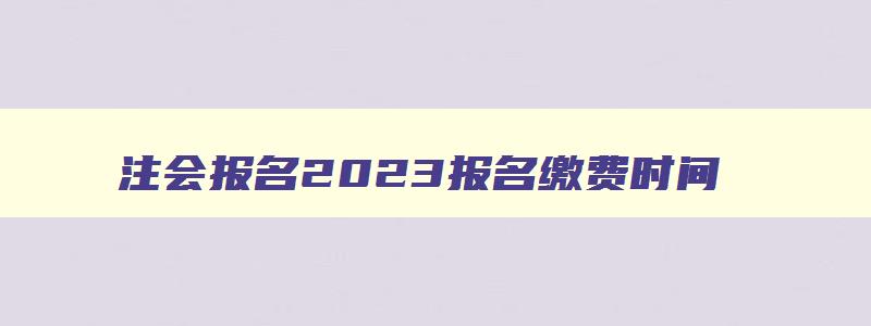 注会报名2023报名缴费时间