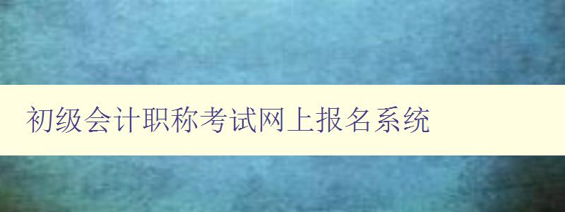 初级会计职称考试网上报名系统