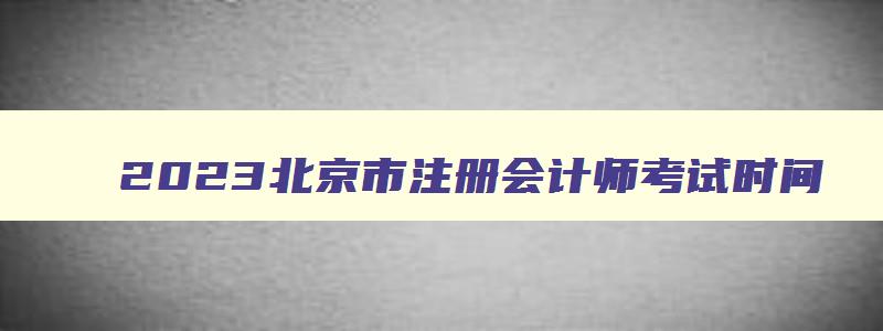 2023北京市注册会计师考试时间,2023北京注册会计师