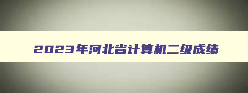 2023年河北省计算机二级成绩,2023年河北省计算机二级成绩查询