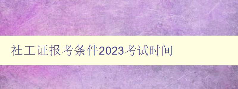 社工证报考条件2023考试时间