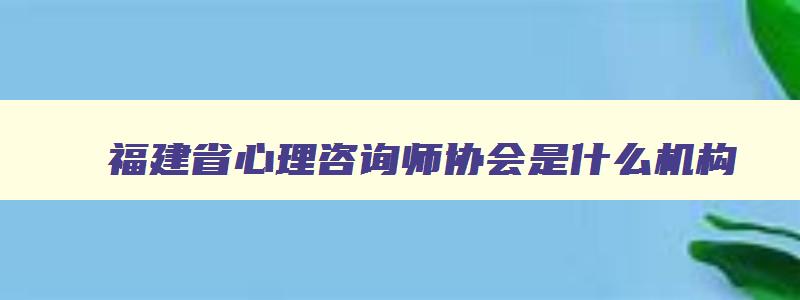 福建省心理咨询师协会是什么机构,福建省心理咨询师协会