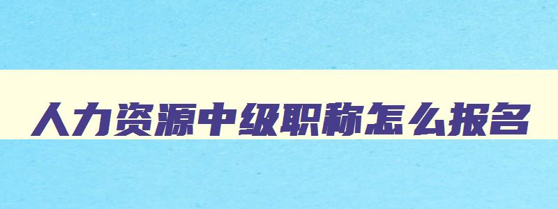 人力资源中级职称怎么报名,中级人力资源师怎么报考啊