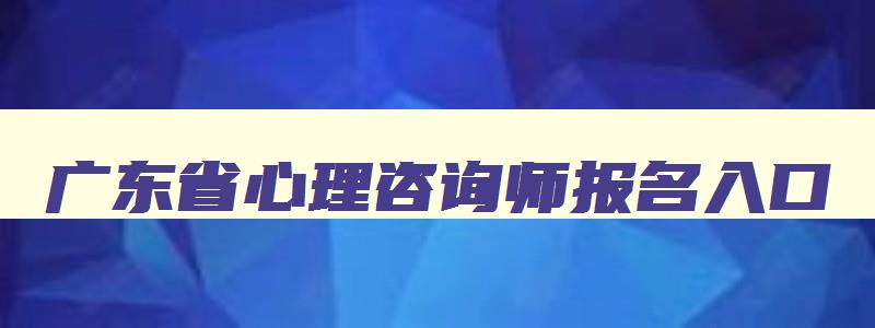 广东省心理咨询师报名入口