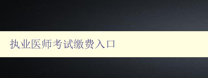 执业医师考试缴费入口