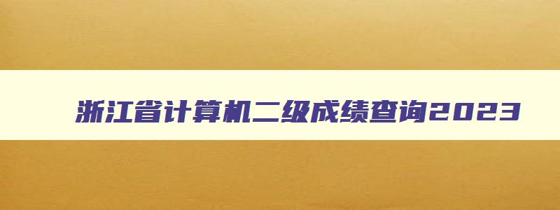 浙江省计算机二级成绩查询2023