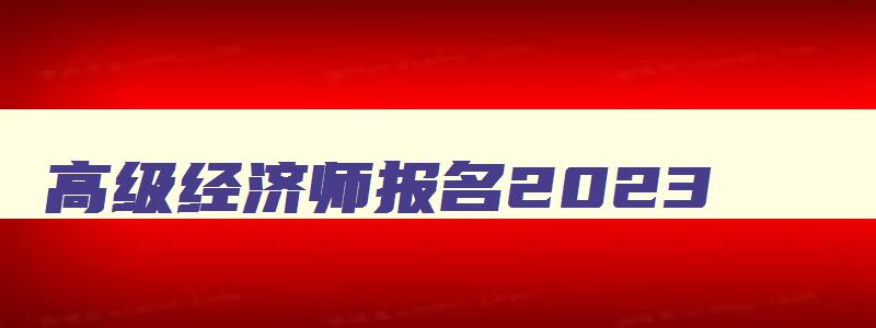 高级经济师报名2023,2023年高级经济师报名