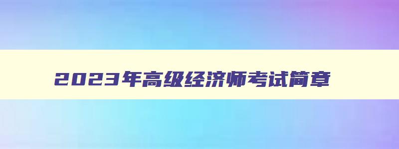 2023年高级经济师考试简章,2023高级经济师报考