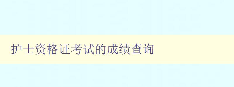 护士资格证考试的成绩查询