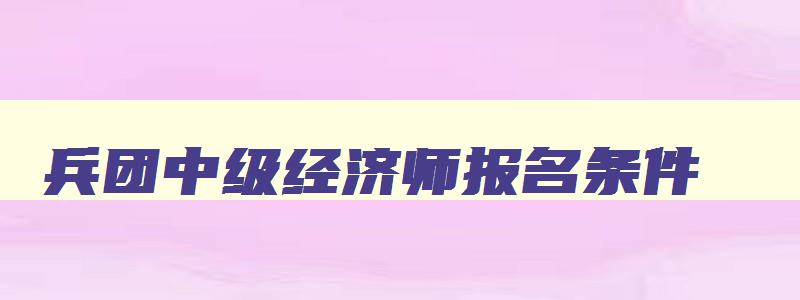 兵团中级经济师报名条件,兵团中级经济师报名