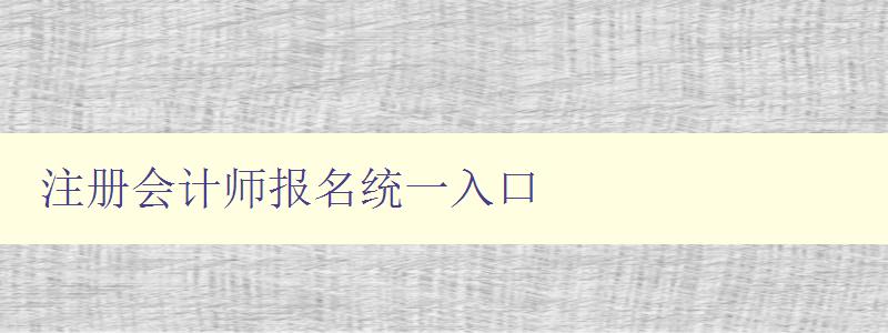 注册会计师报名统一入口