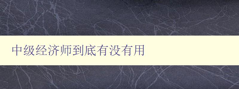 中级经济师到底有没有用