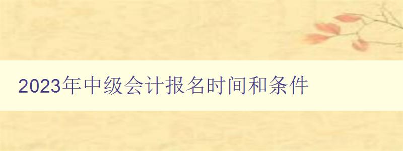 2023年中级会计报名时间和条件