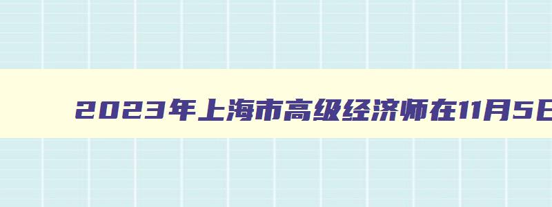 2023年上海市高级经济师在11月5日举行补考考试