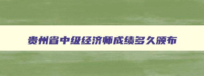 贵州省中级经济师成绩多久颁布,2023年贵州省中级经济师省内合格