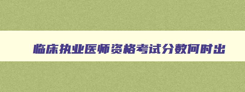 临床执业医师资格考试分数何时出