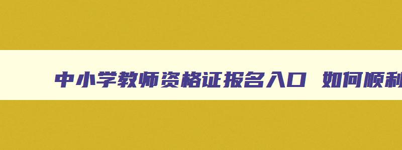 中小学教师资格证报名入口