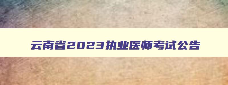 云南省2023执业医师考试公告