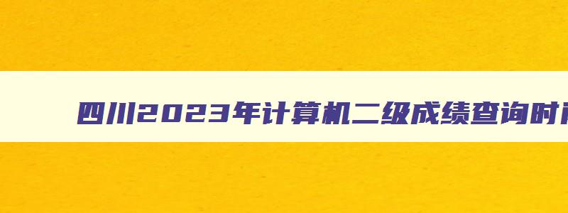 四川2023年计算机二级成绩查询时间