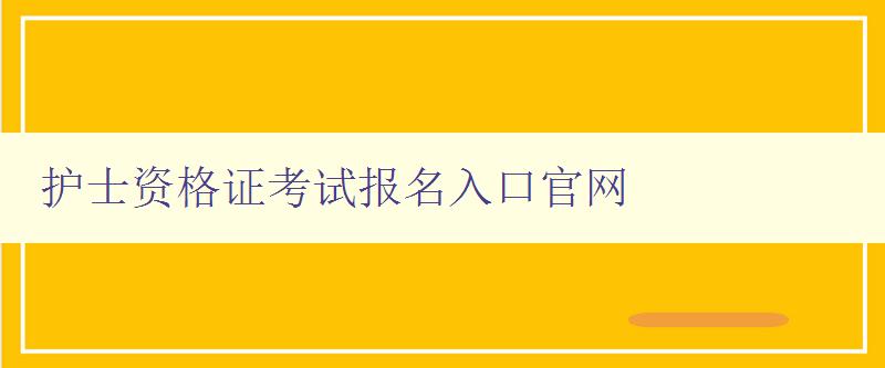 护士资格证考试报名入口官网