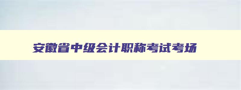 安徽省中级会计职称考试考场,安徽省中级会计职称考试