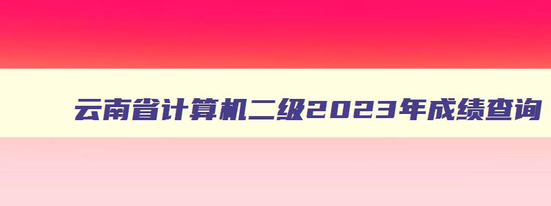 云南省计算机二级2023年成绩查询,云南计算机二级成绩查询2023年3月