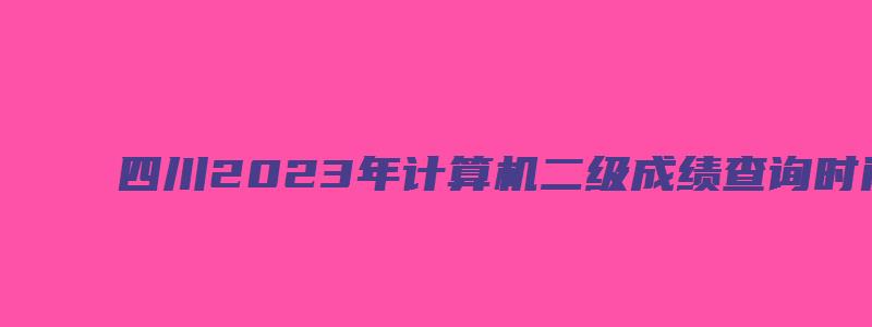 四川2023年计算机二级成绩查询时间（四川2023年计算机二级成绩查询时间是几号）