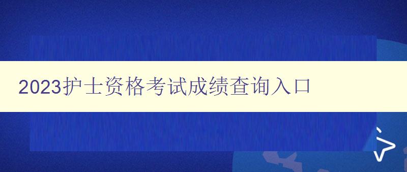 2023护士资格考试成绩查询入口