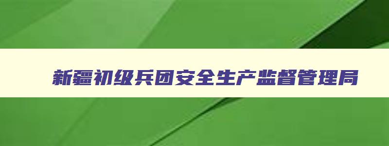 新疆初级兵团安全生产监督管理局