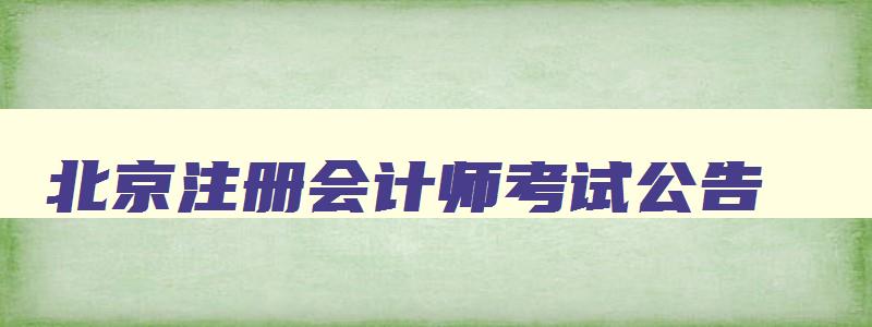 北京注册会计师考试公告,2023年北京注册会计师报名